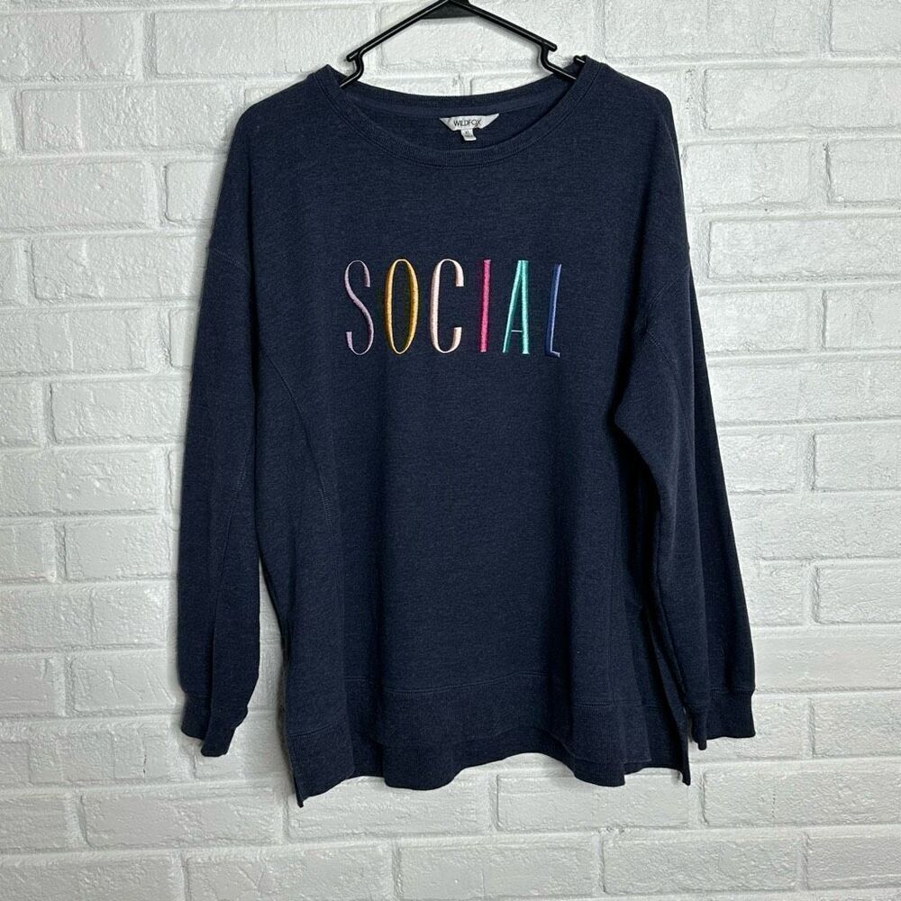 Wildfox Social Sweatshirt Crewneck Blue size XL‎